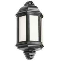 ML Knightsbridge LANT4 Black Polycarbonate LED Half Wall Lantern with PIR IP54 Cool White 8W