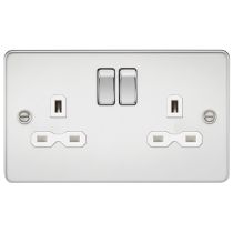 MLA Polished Chrome 2 Gang Socket With White Inserts