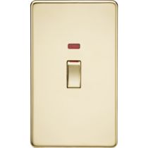 MLA Screwless 45A 2G DP Switch with Neon - Polished Brass
