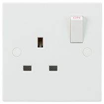 MLA Knightsbridge SN7000 Square Edge White Plastic 1 Gang Double Pole Switched Socket 13A