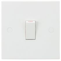 ML Knightsbridge SN8341 Square Edge White Plastic 1 Gang Double Pole Plate Switch 20A