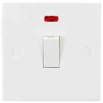 MLA Knightsbridge SN8341N (10 PACK) Square Edge White Plastic 1 Gang Double Pole Plate Switch w/ Neon 20A