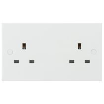 MLA White 2 Gang Unswitched Socket