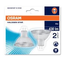 Osram Decostar 35W 12V Halogen MR16 38D 3000K Twin Pack