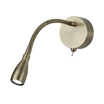 Searchlight 9917AB Flexy 1W Antique Brass 6500K LED Wall / Reading Light