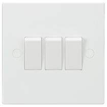 MLA Knightsbridge SN4000 Square Edge White Plastic 3 Gang 2 Way Plate Light Switch 10A