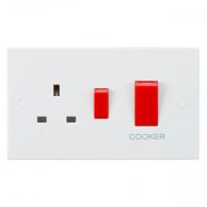 ML Knightsbridge SN8333 (5 PACK) Square Edge White DP 45A Switch with 13A Socket Cooker Control Unit