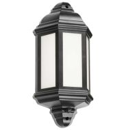 ML Knightsbridge LANT4 Black Polycarbonate LED Half Wall Lantern with PIR IP54 Cool White 8W