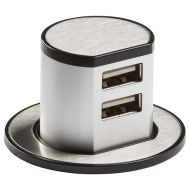 ML Knightsbridge SK0010 Brushed Chrome & Black Pop Up Dual USB Charger Socket IP20 2.4A