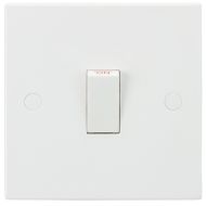 ML Knightsbridge SN8341 Square Edge White Plastic 1 Gang Double Pole Plate Switch 20A