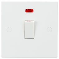 MLA Knightsbridge SN8341N (10 PACK) Square Edge White Plastic 1 Gang Double Pole Plate Switch w/ Neon 20A